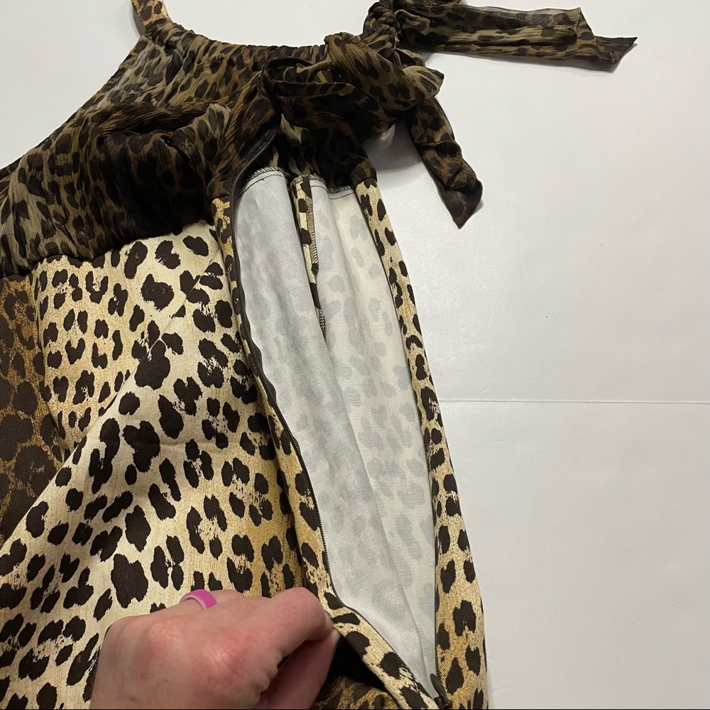Love Moschino Leopard Cheetah Print Sleeveless Midi Dress Bow Decoration Size 6 - Picture 6 of 7